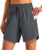 Ksmien Women's 5"/7" Athletic Running Shorts Quick Dry with Zipper Pockets