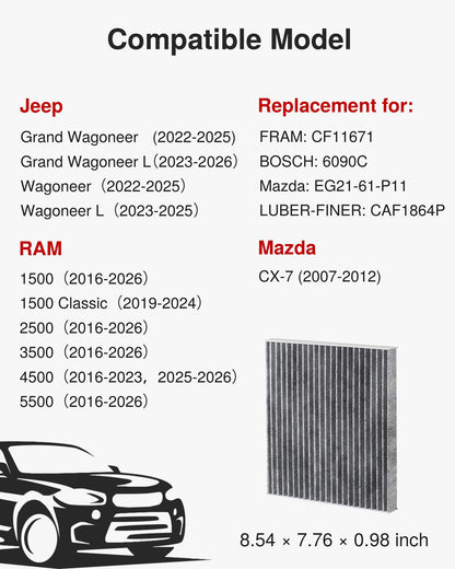 Puroma Cabin Air Filter Activated Carbon for CF11920 CP920 6043C Ford C-Max