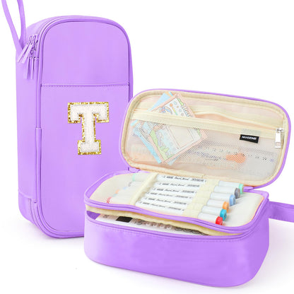Cute Large Pencil Case Pouch,Personalized Initial Pencil Bag for Girls Boy