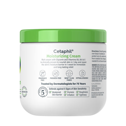 Cetaphil Moisturizing Cream Sensitive Skin, Fragrance Free, 3oz, 3ct