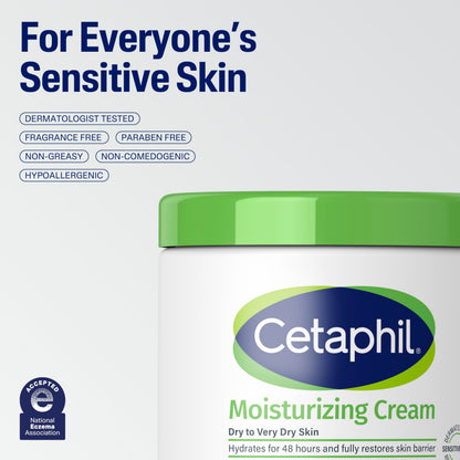 Cetaphil Moisturizing Cream Sensitive Skin, Fragrance Free, 3oz, 3ct