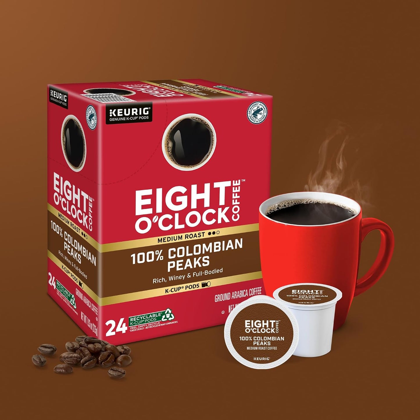 Eight O'Clock Coffee Hazelnut, Single-Serve Keurig K-Cup Pods, Flavored Medium Roast Coffee Pods, 96 Count