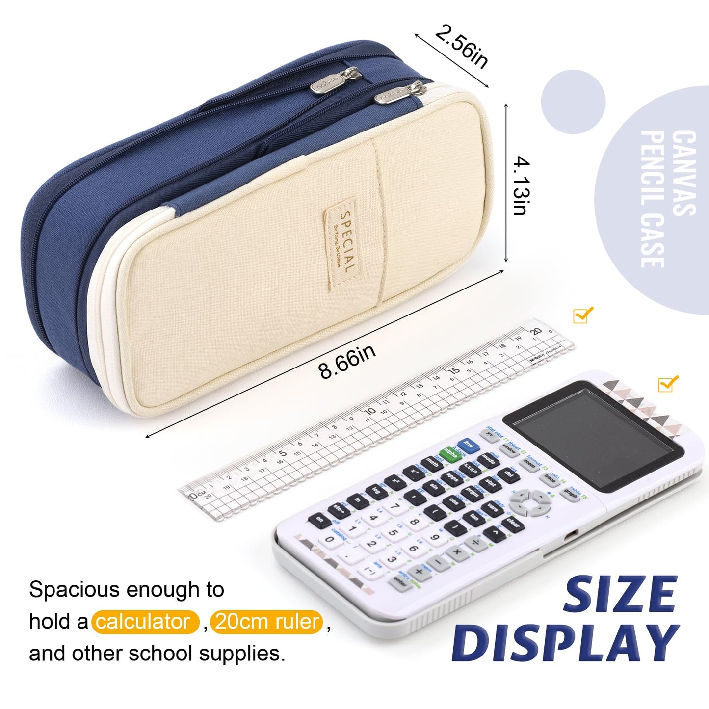 EASTHILL Big Capacity Pencil Pen Case Office College School Large Storage High Capacity Bag Pouch Holder Box Organizer Blue (Pink)