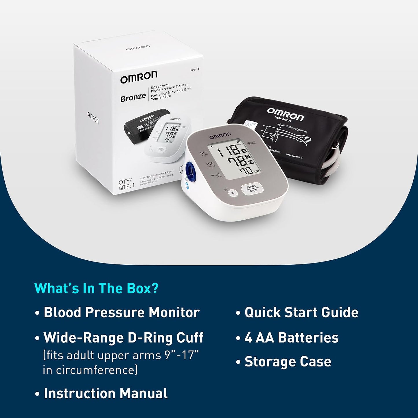 OMRON Bronze Blood Pressure Monitor & Upper Arm Blood Pressure Cuff
