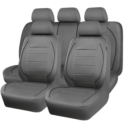 CAR PASS Universal FIT Piping Leather Car Seat Cover, for suvs,Van,Trucks,Airbag Compatible,Inside Zipper Design and Reserved Opening Holes (Full Set, Black and Red)