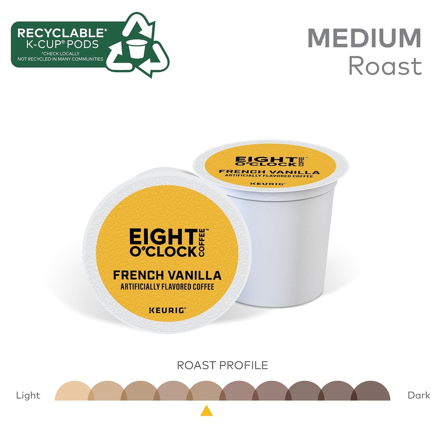 Eight O'Clock Coffee Hazelnut, Single-Serve Keurig K-Cup Pods, Flavored Medium Roast Coffee Pods, 96 Count