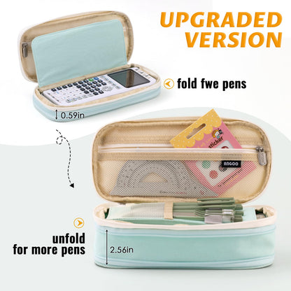 EASTHILL Big Capacity Pencil Pen Case Office College School Large Storage High Capacity Bag Pouch Holder Box Organizer Blue (Pink)