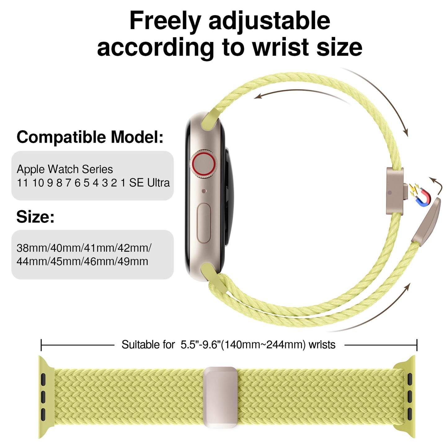 Braided Stretchy Magnetic Band Compatible with Apple Watch Bands Women Men