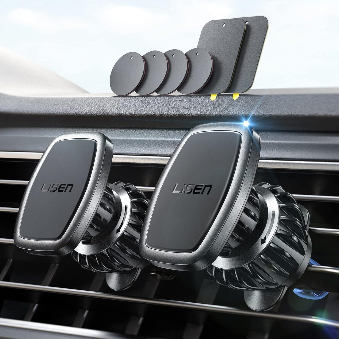 LISEN for Magsafe Car Mount, Magnetic Phone Holders for Your Car Vacuum, Phone Mount for Car Accessories for Women Men Jeep BMW, Suction Holder Kits, for iPhone 17 Pro Max 16 15 14 13 12,Carbon Fiber
