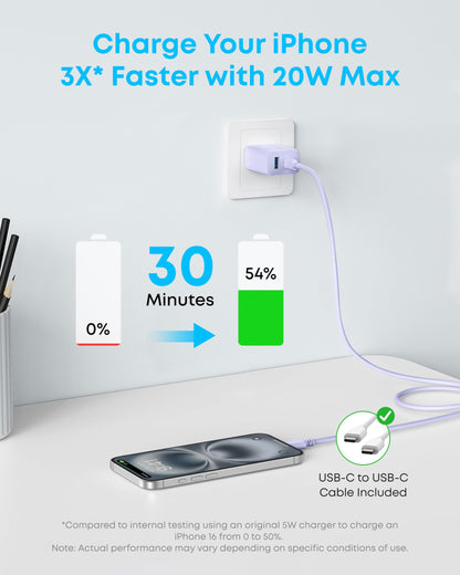 Anker Phone Charger, 20W USB C Charger Block, Type C Charger Fast Charging