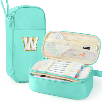 Cute Large Pencil Case Pouch,Personalized Initial Pencil Bag for Girls Boy