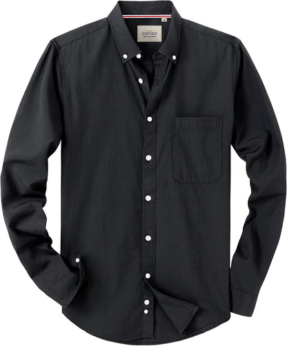Alimens & Gentle Mens Solid Oxford Shirt Long Sleeve Dress Shirt Work Casual Button Down Shirts with Pocket
