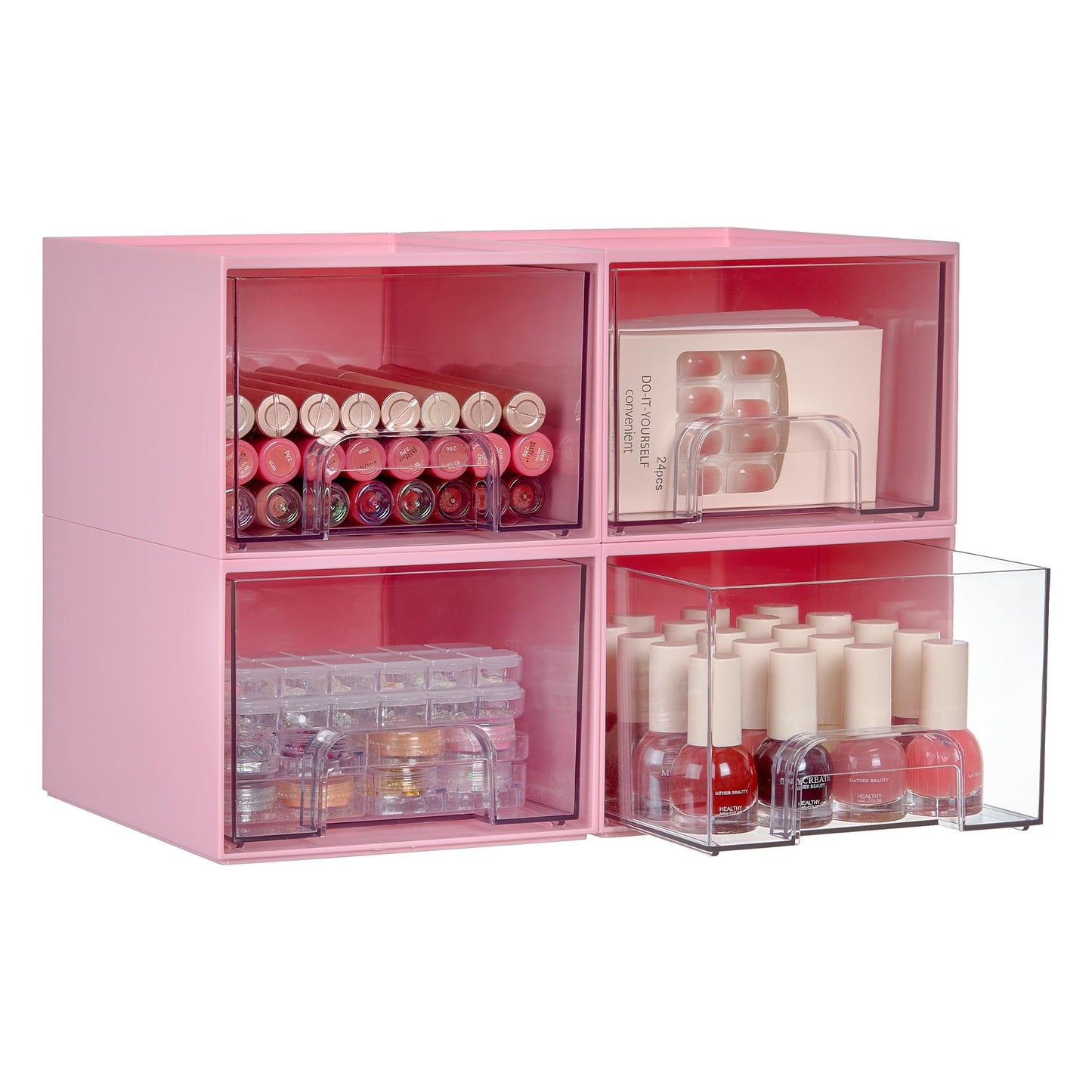 Vtopmart 2 Pack Small Clear Stackable Storage Drawers for Desk, Countertop