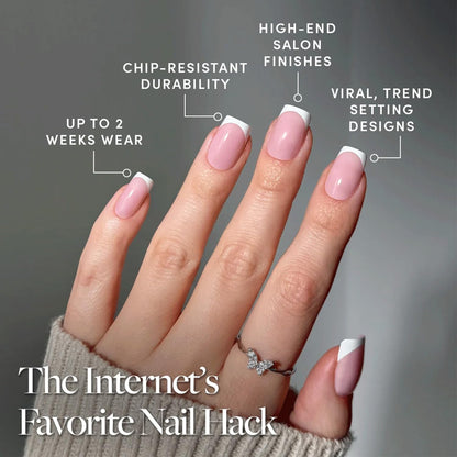 Glamnetic Press On Nails - Short Almond, Glossy Fake Nails 24 Pc Full Kit