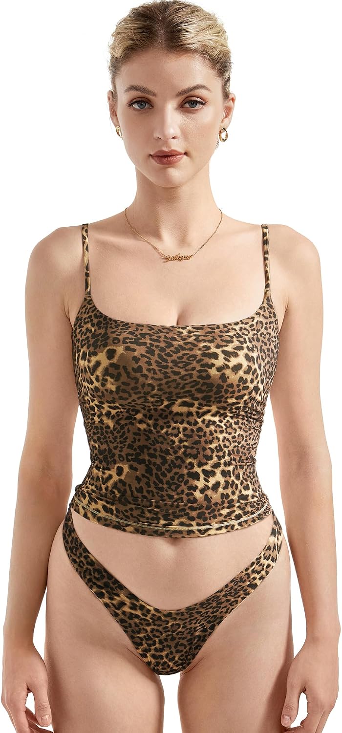 SUUKSESS Women Double Line Square Neck Tank Top Summer Y2K Going Out Basic Cami Shirt