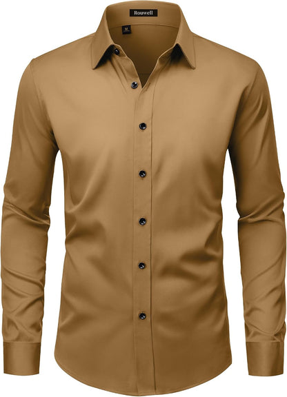 Men’s Wrinkle Free Dress Shirts Regular Fit Long Sleeve Non Iron Business Casual Wedding Stretch Button Down Shirt