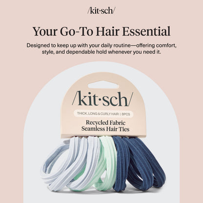 Kitsch Elastic Hair Ties No Damage | Stretchable Hair Bands - Neutral 12pcs