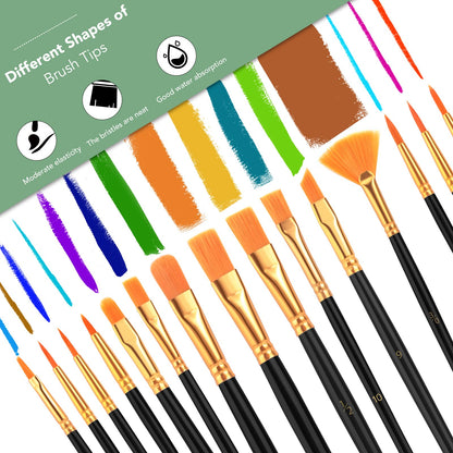 AROIC 10 Pcs Paint Brushes, Acrylic Oil Watercolor Painting Brush Set