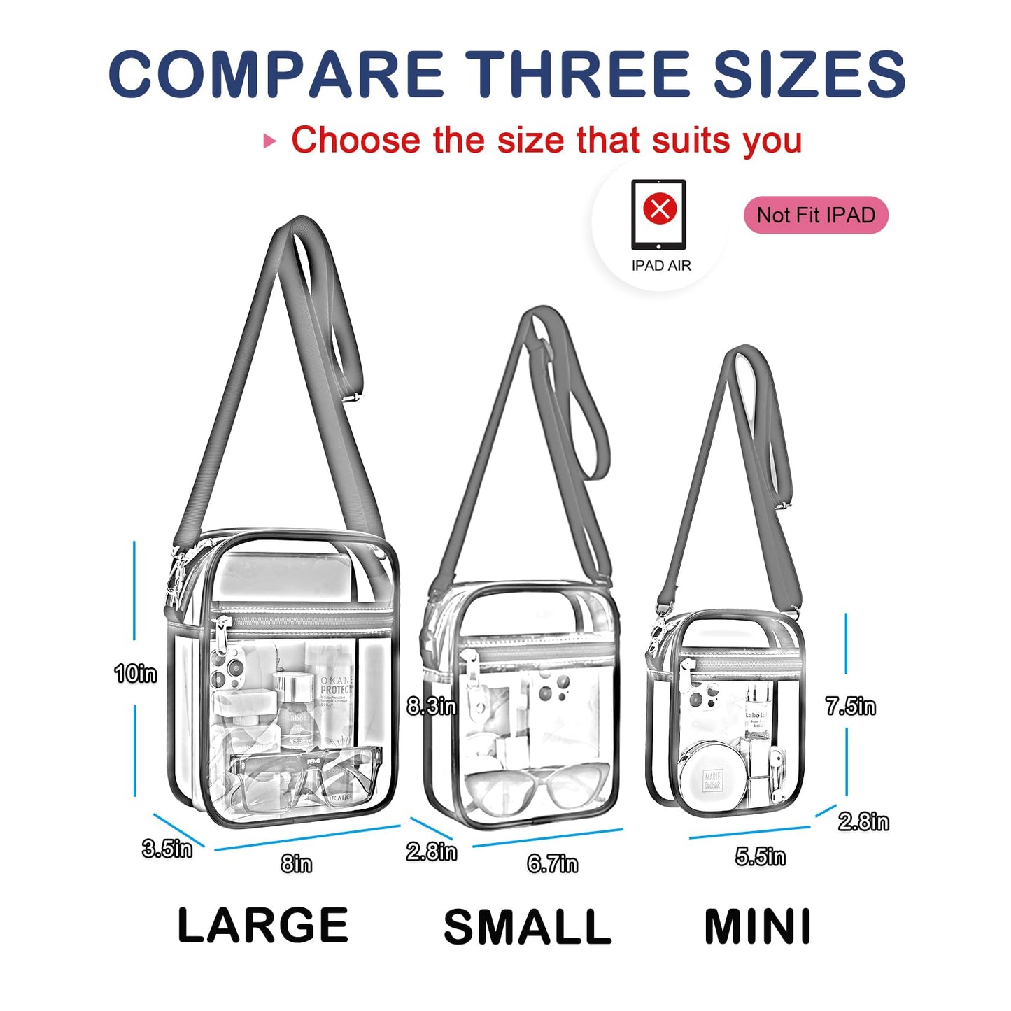 USPECLARE Clear Purse for Stadium Events Transparent Messenger Bag