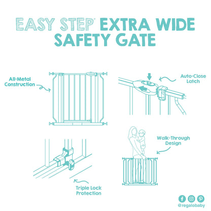 Regalo Safety 29"-38.5" Easy Step Baby Gate, Bottom of Stairs & Doorways