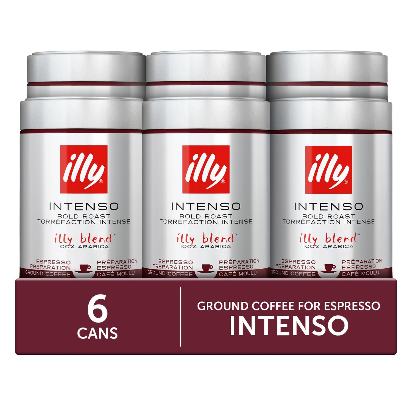 illy Intenso Ground Espresso Coffee, Bold Roast, Intense, Robust and Full Flavored With Notes of Deep Cocoa, 100% Arabica Coffee, No Preservatives, 8.8 Ounce Can (Pack of 1)