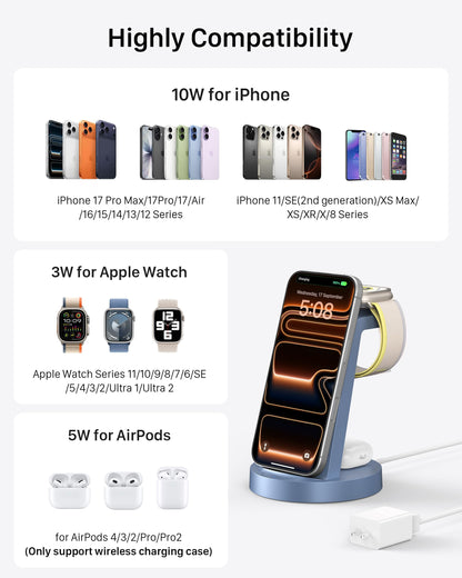 Anlmz 3 in 1 Charging Station - Wireless Charger for Apple Multiple Devices