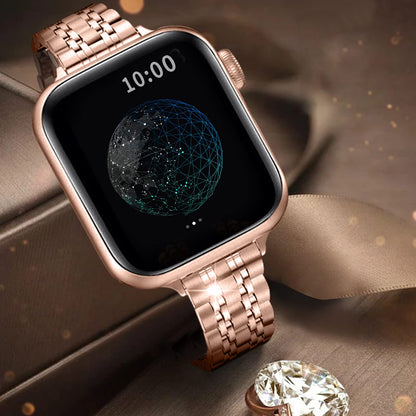 QUNDAXI Slim Watch Band Compatible with Apple Watch 41mm 45mm 42mm 44mm 40mm 38mm Metal Stainless Steel Watchband Suitable for iWatch 11/10/9/8/7/6/5/4/3/2/1/SE Series Women Luxury Strap