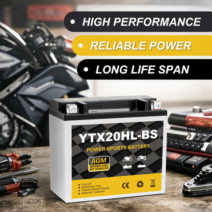 YTX14AH-BS 12V 12Ah Motorcycle Battery, 220CCA Rechargeable Maintenance Free Sealed AGM Battery, Powersport Replacement for ATV, UTV, Scooter