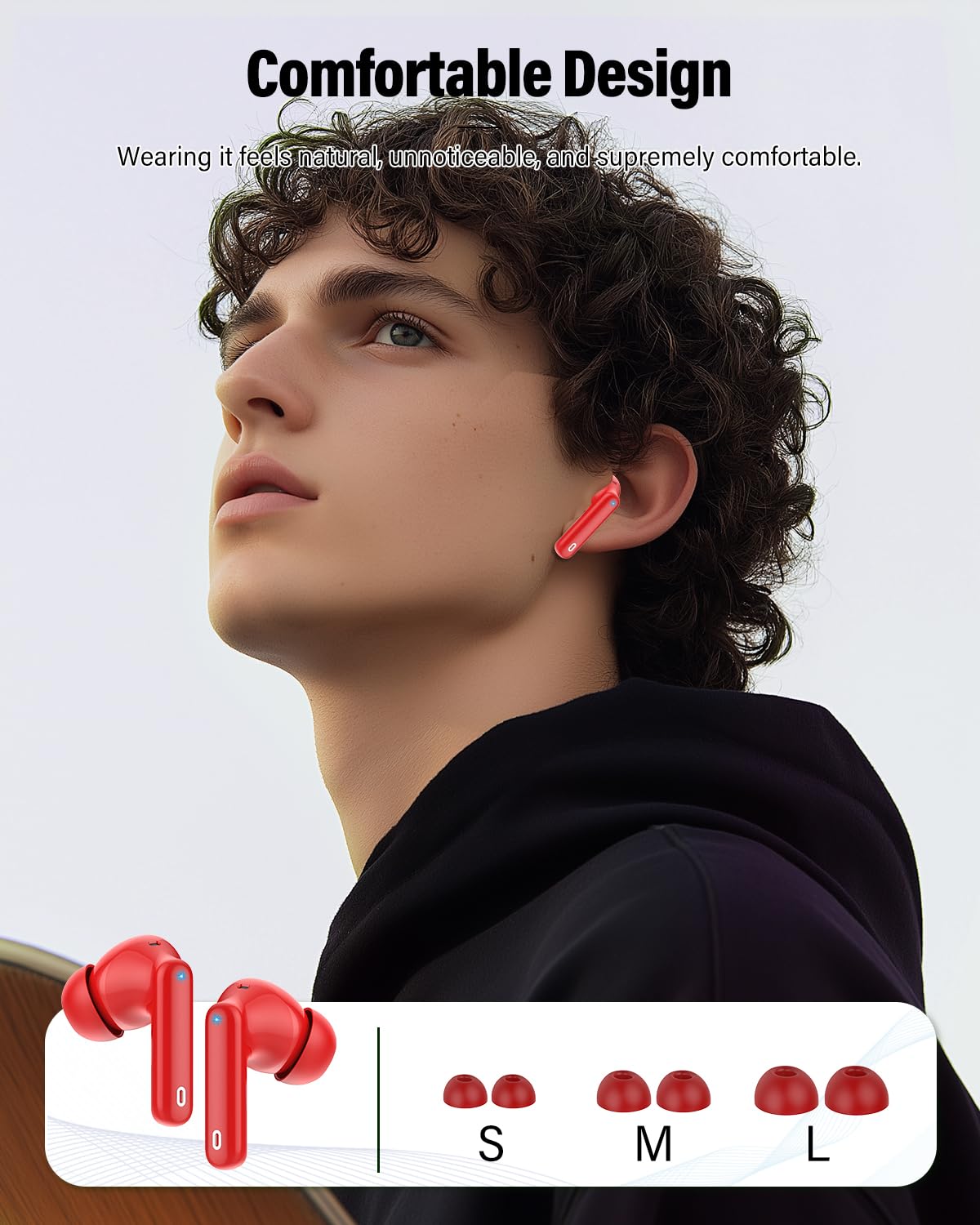 Wireless Earbuds, Bluetooth 5.4 Headphones Bass Stereo/Clear Calls, Black