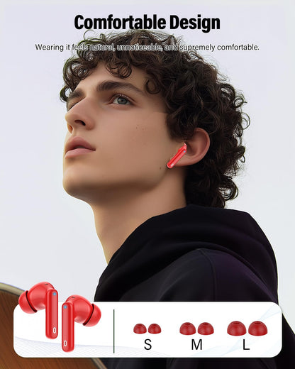 Wireless Earbuds, Bluetooth 5.4 Headphones Bass Stereo/Clear Calls, Black