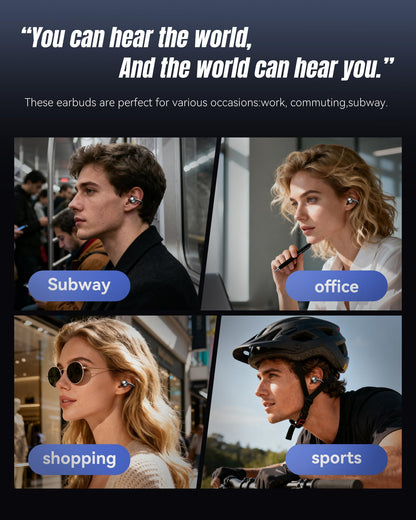 King Lucky Clip-On Earbuds Gen 3, Open-Ear Wireless Bluetooth 6.0 Headphones with Mic, Secure Fit for Small Ears & Glasses Wearers, 50H Playtime, ENC, IPX5 Waterproof Sport Ear Buds (Purple)
