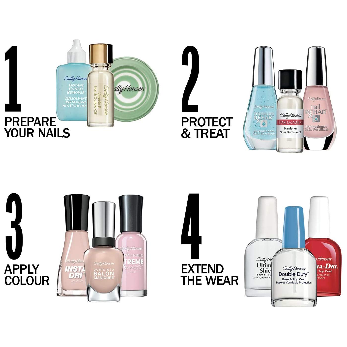 Sally Hansen Advanced Hard as Nails™, Clear Nail Strengthener, Includes Retinol and Nylon, Nourishing