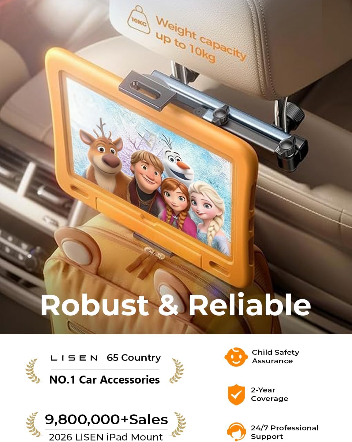 LISEN iPad Holder for Car Tablet Mount, Road Trip Essentials Kids Back Seat