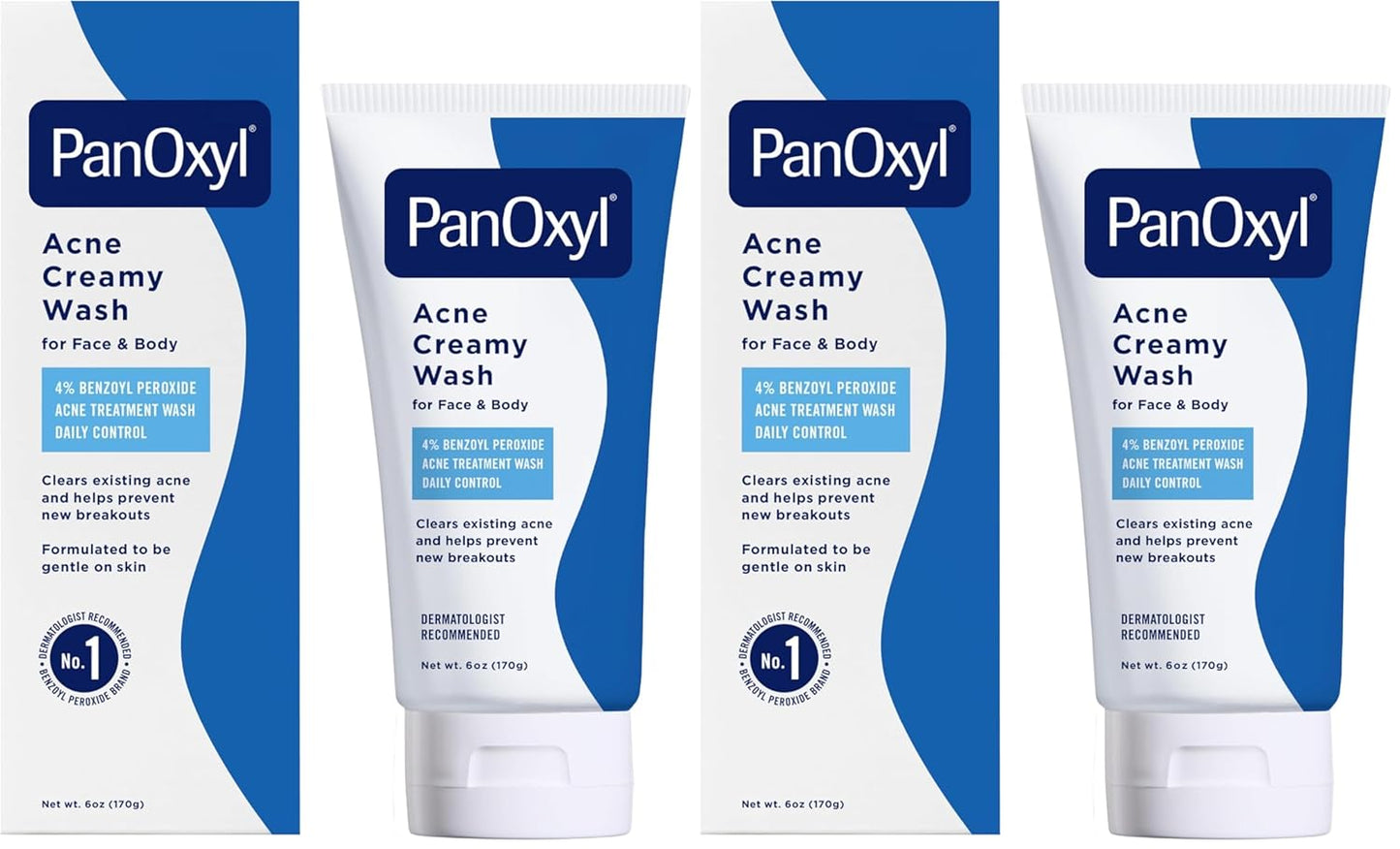 PanOxyl Antimicrobial Acne Creamy Wash, 4% Benzoyl Peroxide, 6 Ounce