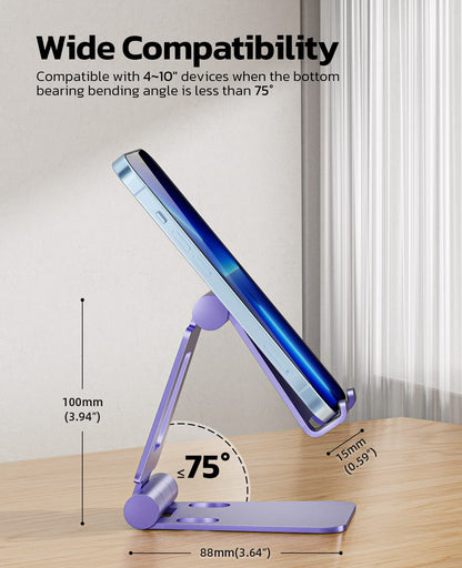 Nulaxy Full Aluminum Dual Folding Cell Phone Stand for Desk, Black