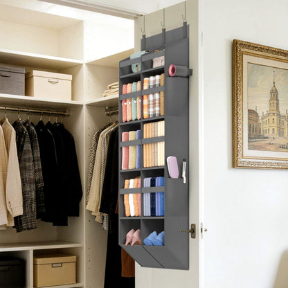 Lifewit 1 Pack Over the Door Organizer, 5 Section Hanging Storage, Beige