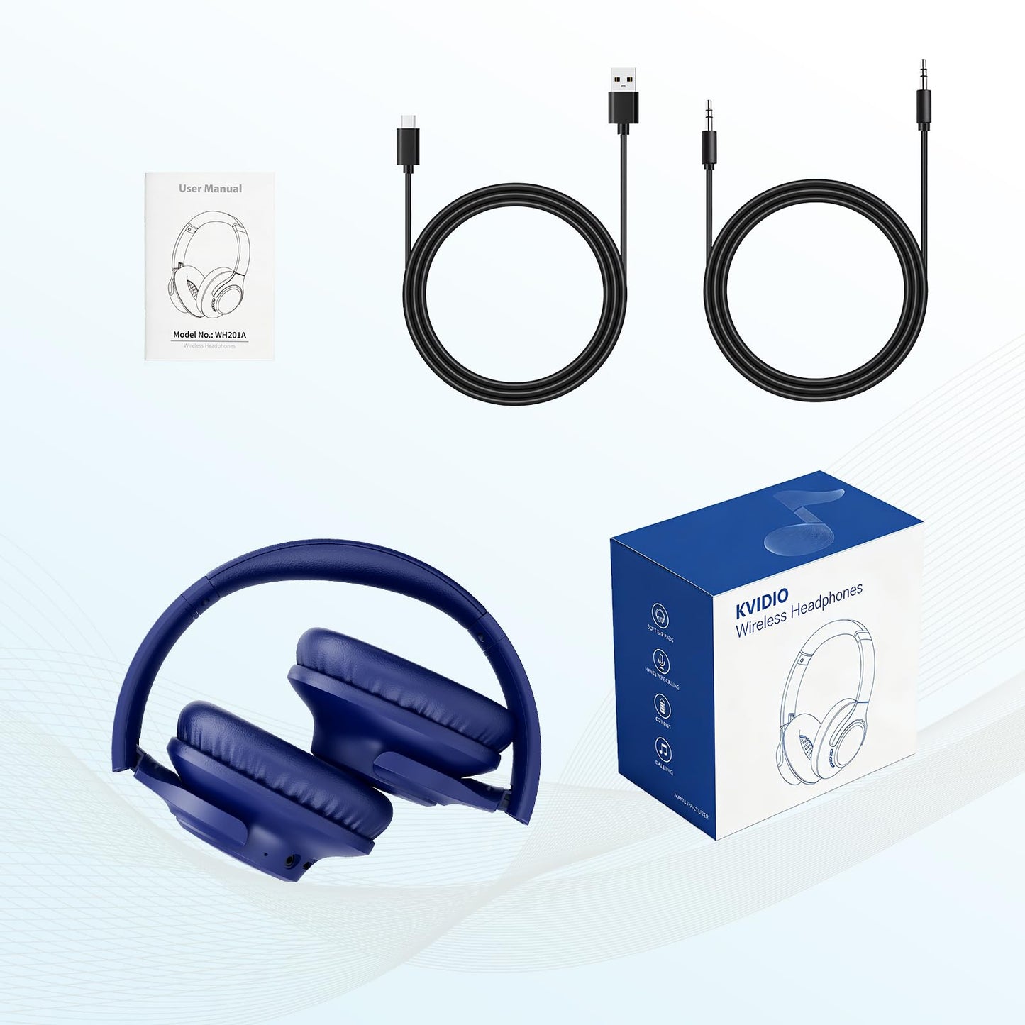 KVIDIO Bluetooth Headphones Wireless Over Ear Headsets 65H Playtime