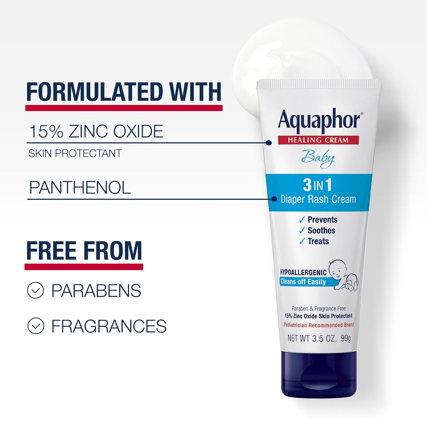 Aquaphor Baby Healing Ointment for Diaper Rash and More, 7 OZ