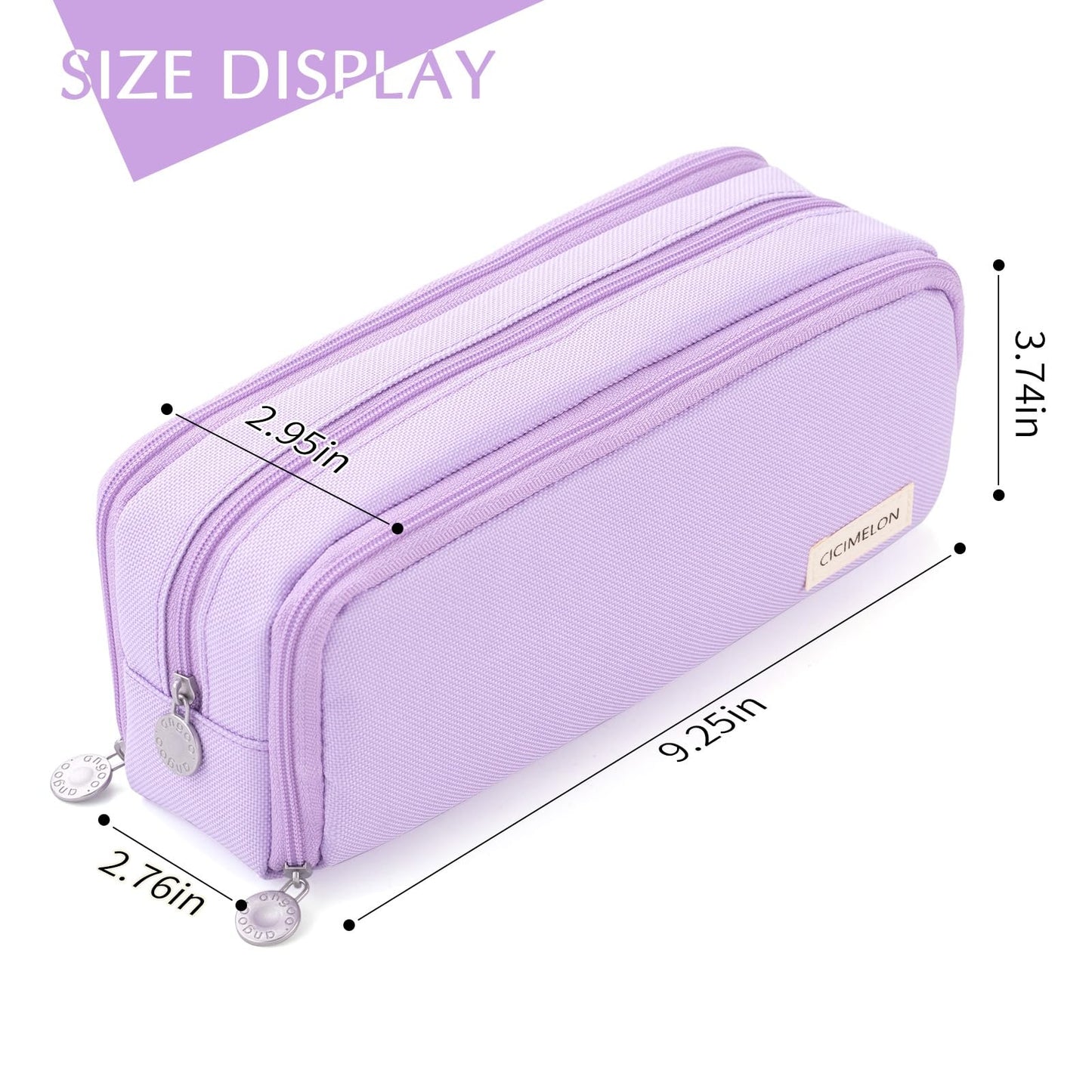 CICIMELON Large Capacity Pencil Case 3 Compartment Pouch Pen Bag for School Teen Girl Boy Men Women (Pink)