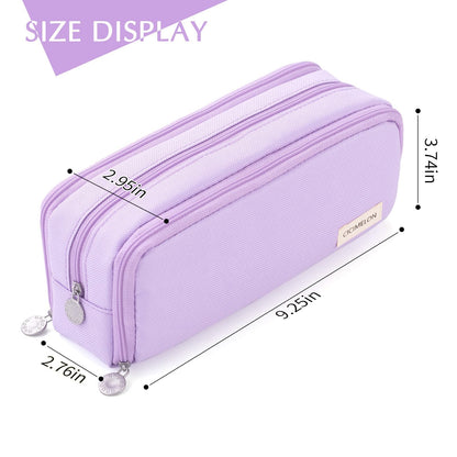CICIMELON Large Capacity Pencil Case 3 Compartment Pouch Pen Bag for School Teen Girl Boy Men Women (Pink)