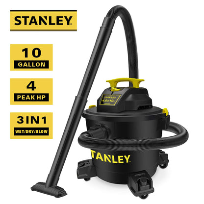 STANLEY Shop Vac SL18115P, 5 Gallon Peak 4 Horsepower Wet Dry Vacuums, Blower 3 in 1 Functions 15 Feet Cleaning Range for Garage, Carpet Clean, Shop Cleaning, Car Detailing with Attachments