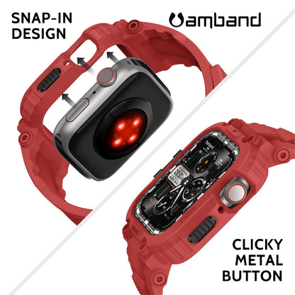 amBand Bands Compatible with Apple Watch 9/8/7/6/5/4 & SE 3/2/1 45mm/44mm Case for Men, M1 Sport Series Rugged Case Protective Cover for iWatch SE3/SE2/6/SE/5/4 44/45 mm Men Black