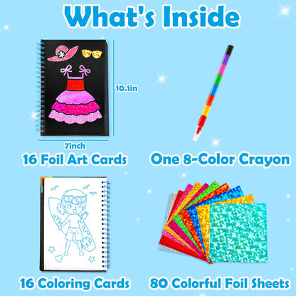 FUNNYB&G Foil Art Craft Kit for Kids, Sparkly Birthday Gift Toy for Boys