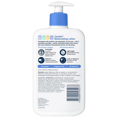 CeraVe Baby Lotion, Baby Skin Moisturizer with Vitamin E & Niacinamide,16oz