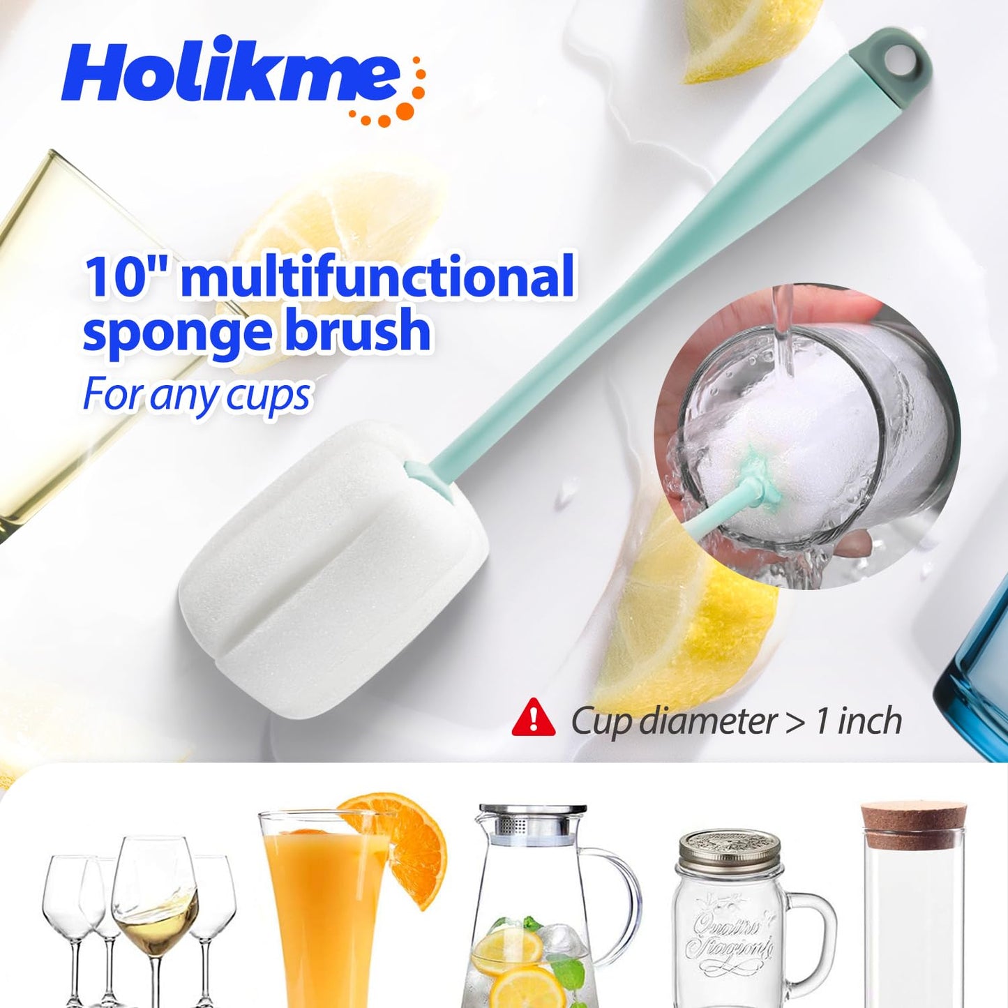 Holikme Bottle Brush Tube Cleaning Lab Set with Long Handle,White