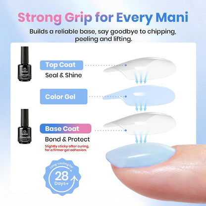 Beetles 2 Pcs 15ml No Wipe Gel Top Coat and Base Coat Set
