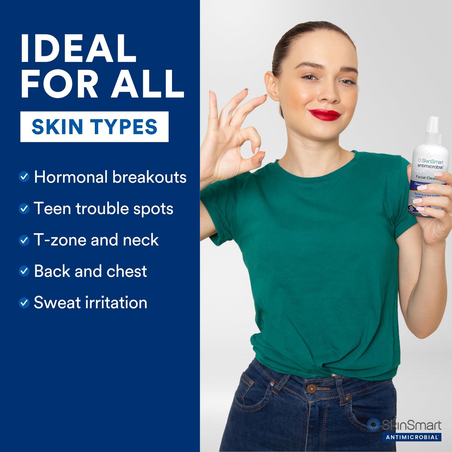 SkinSmart Antimicrobial Facial Cleanser for Breakouts and Blemishes, 8 oz