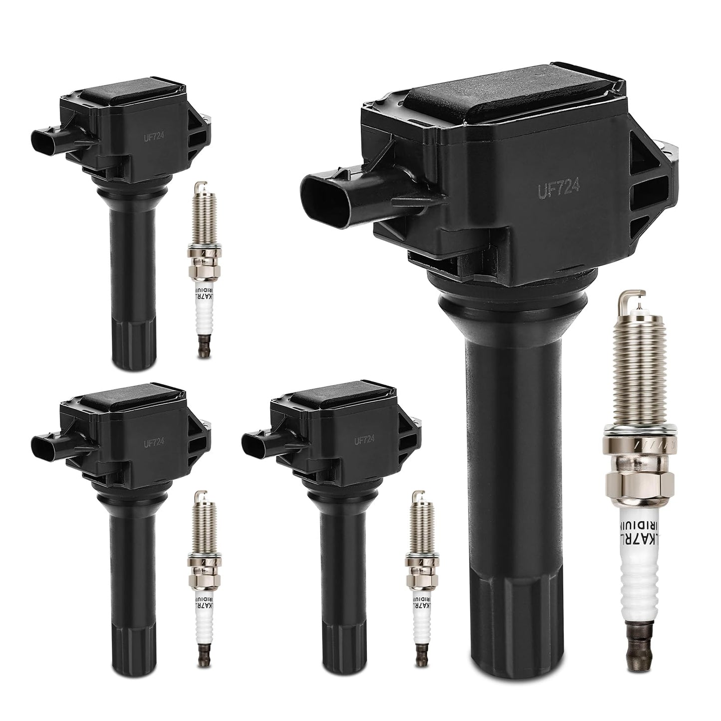 UF667 Ignition Coil & ILZFR6D11 Double Iridium Spark Plug for BMW 2.5-6.0L