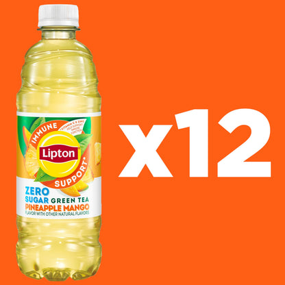 Lipton Zero Sugar Iced Tea, Green Tea Citrus, 16.9 fl oz Bottles, (12 Pack), 100% DV Vitamin C