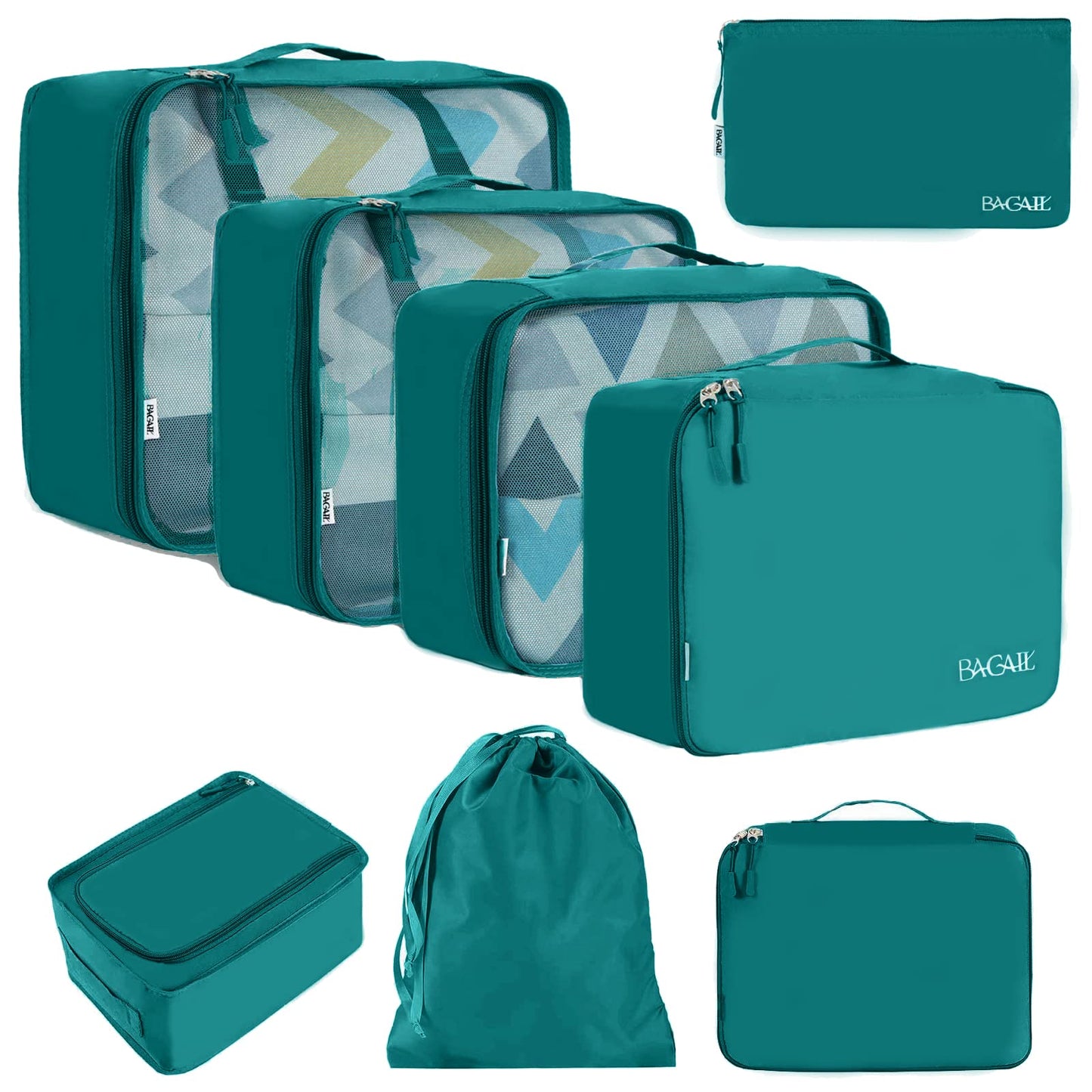 BAGAIL 8 Set Packing Cubes Luggage Packing Organizers for Travel Accessories-Cream